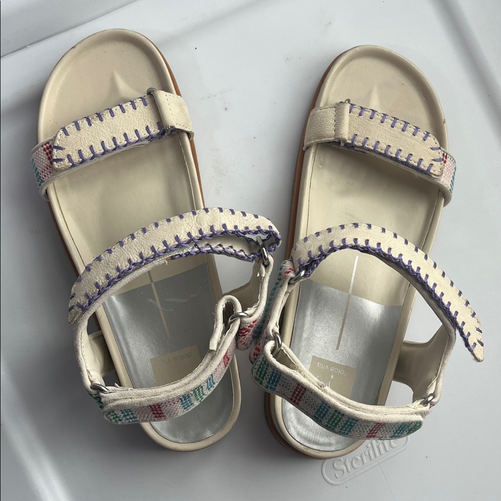 Dolce Vita Senora Stitched Sandals Ivory Multi Nubuck (Sz 9) - Picture 4 of 5